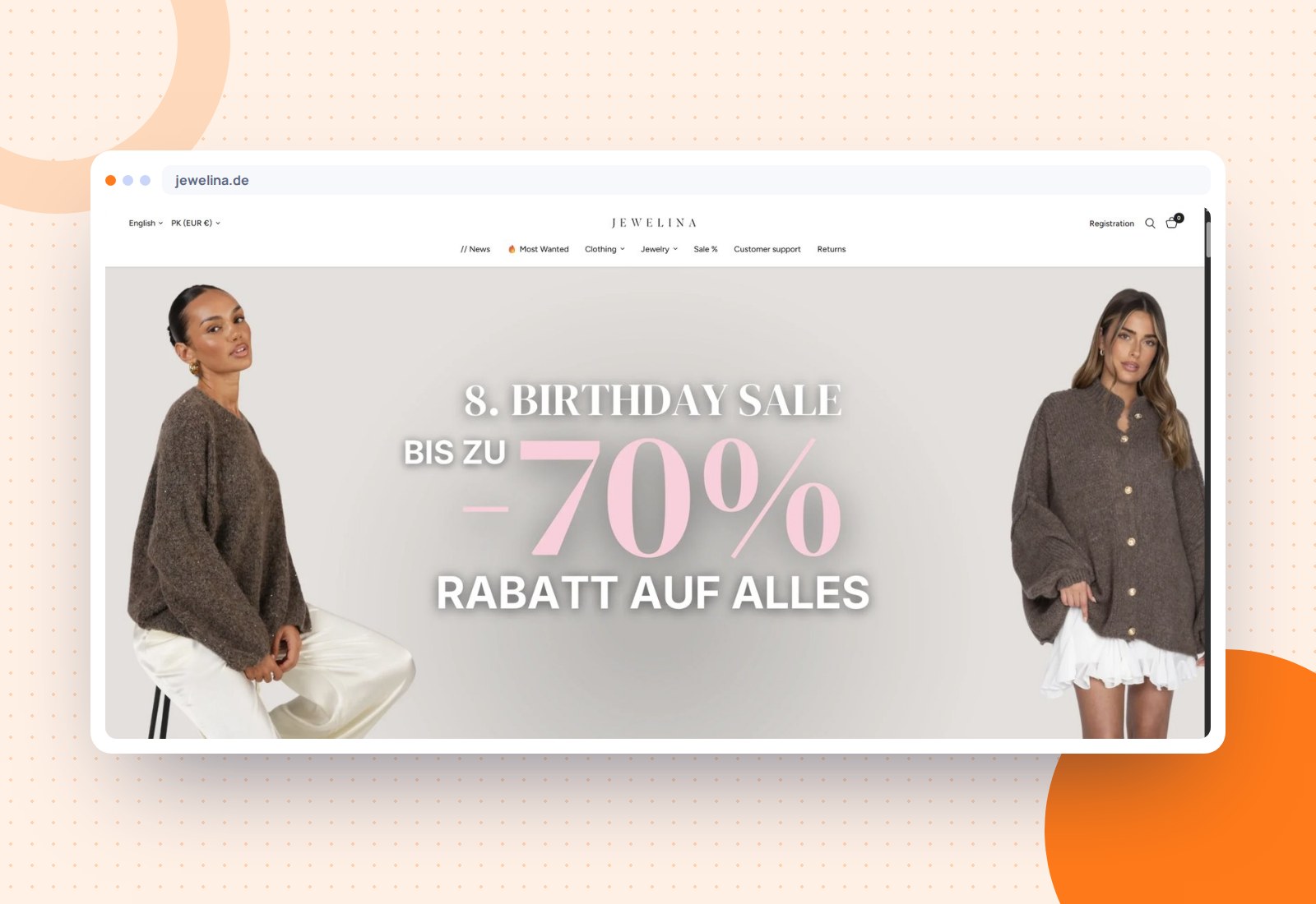 Jewelina website mockup