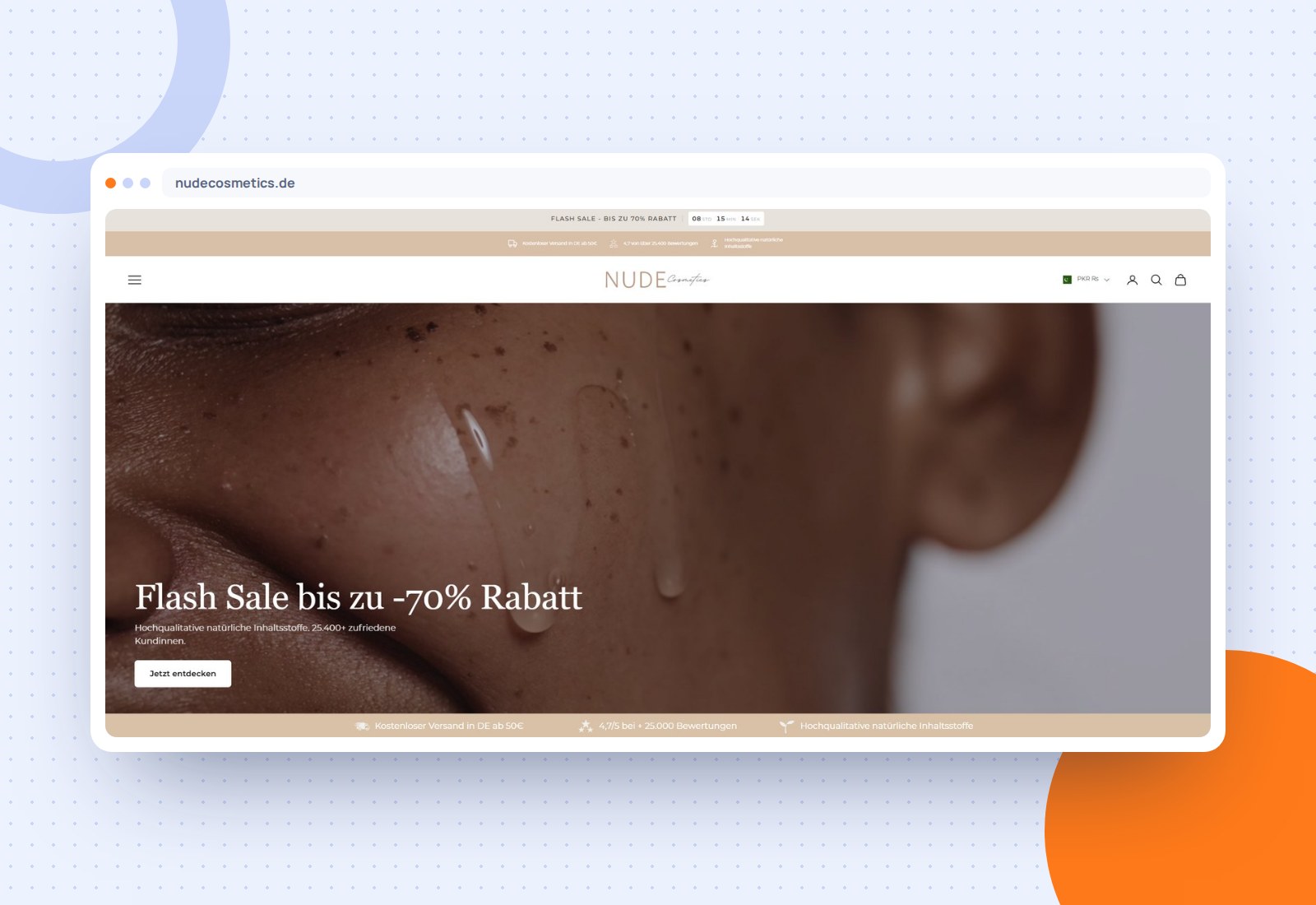 Nude Cosmetics website mockup